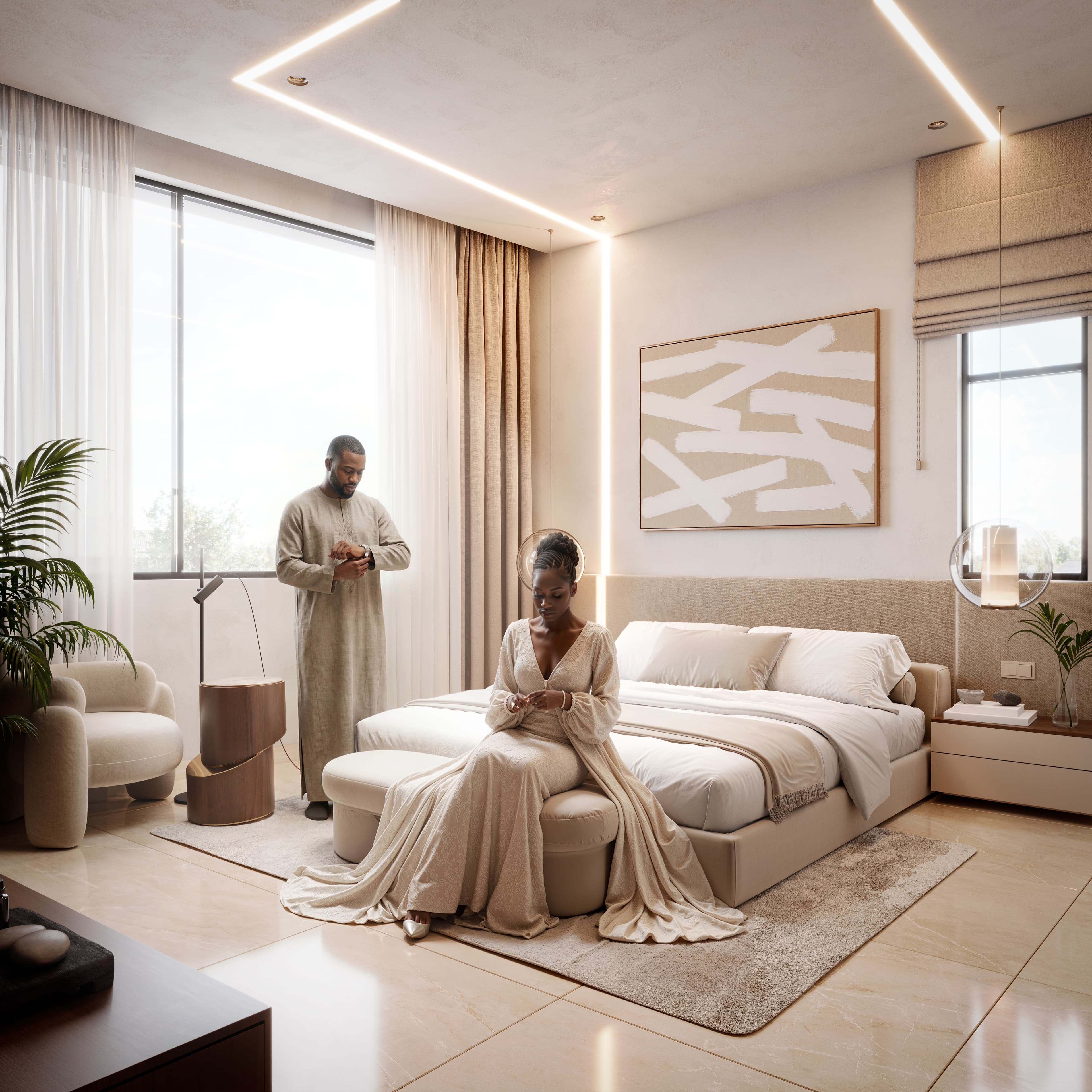 Master bedroom with luxury finishes